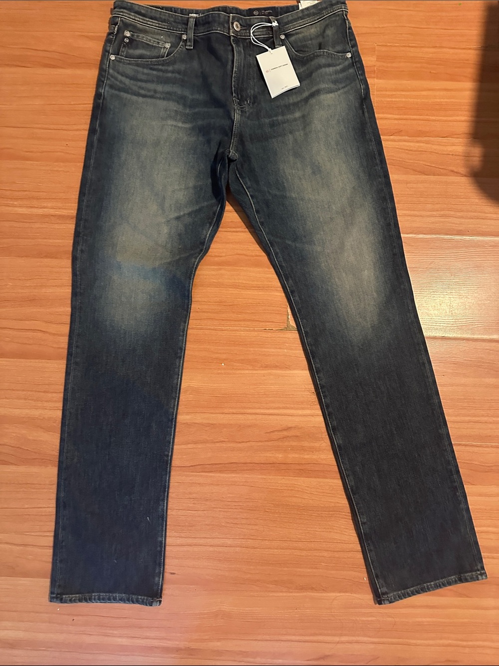 Men's Slim Straight Jeans in Washed Dark Blue